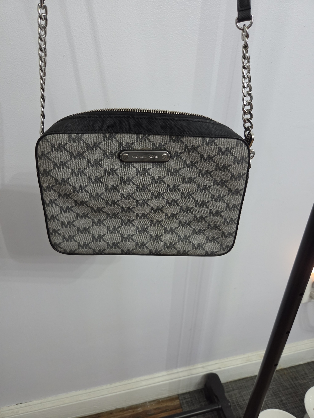 Michael Kors Monogram Crossbody in Grey and Black